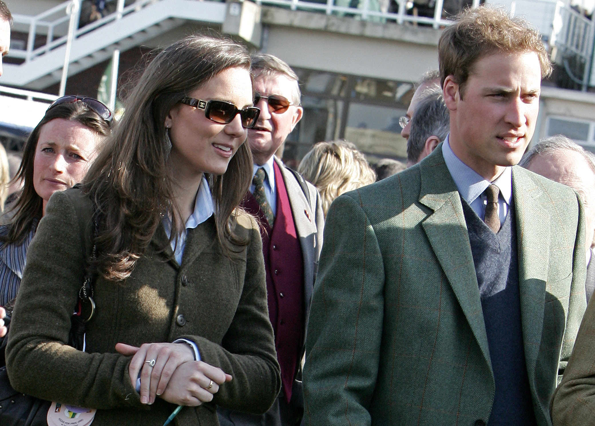 Kate Middleton and Prince William wearing tweed blazers in 2007