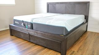 A split king Tempur-Pedic Tempur-Adapt Mattress on a bed