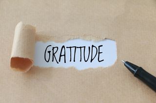 Torn paper with word written Gratitude