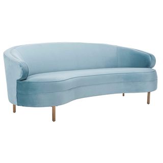Light blue curved sofa