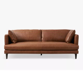 John Lewis Halo Strata Large 3 Seater Leather Sofa, Dark Leg, Soft Camel