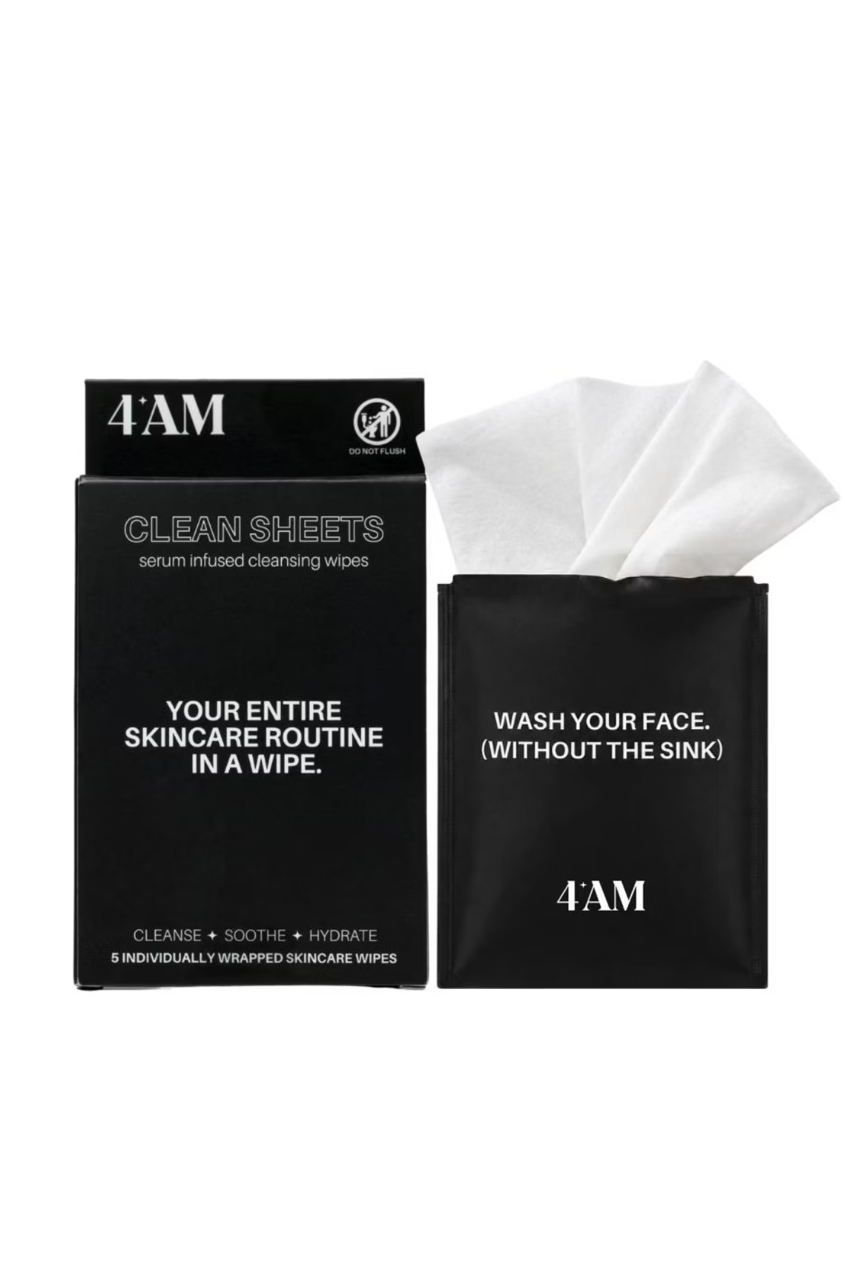 4AM, Clean Sheets Serum Infused Cleansing Wipes