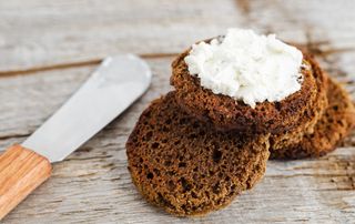 Cottage cheese on rye bread