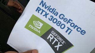 A Flyer With The Nvidia RTX 3080 Ti Logo That Was Passed Out To Customers Waiting In Line