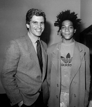 Archive image of a young Larry Gagosian and Jean-Michel Basquiat