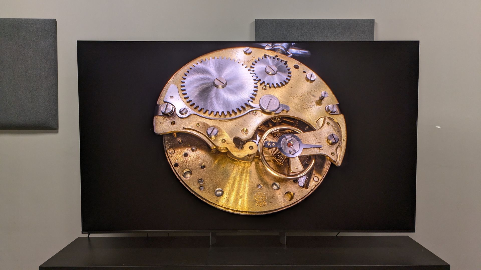 Sony Bravia 9 II with a gold pocket watch on screen showing the TV's exceptional detail