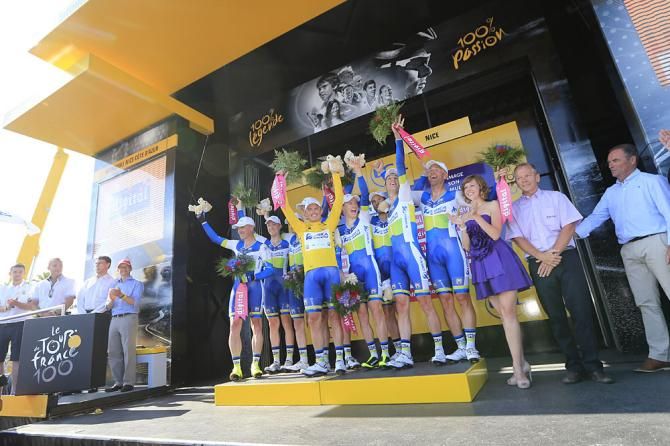 Orica GreenEdge happy atop the Tour podium
