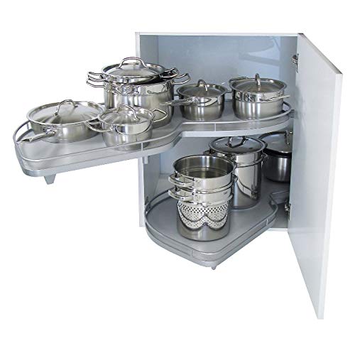 Kessebohmer Lemans Ii Kitchen (left Hand) 1000mm Pull-Out Swivelling Tray System | Corner Cabinet Storage Unit | Left Tilting Out for Cabinets With Min. 50 Cm Door Width &amp;amp; Min. Cabinet Length of 900mm