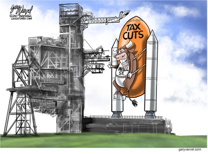 Political cartoon U.S. tax cuts wall street