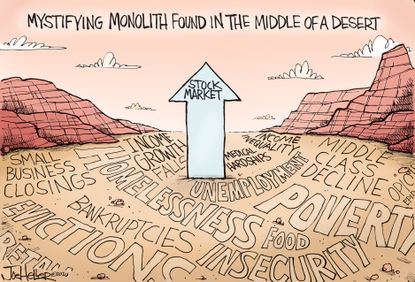 Editorial Cartoon U.S. stock market monolith