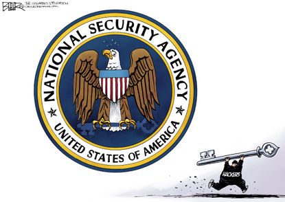 Editorial cartoon US hackers and the NSA