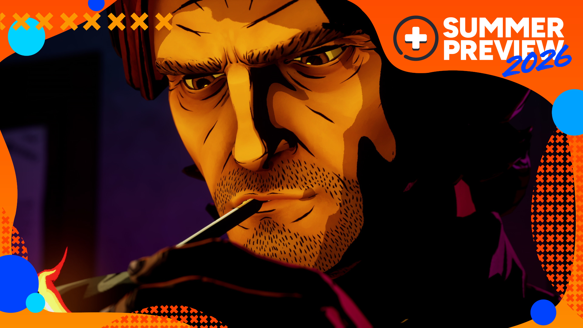 Bigby is illuminated by a lighter in The Wolf Among Us 2, with the orange GamesRadar+ Summer Preview 2026 frame