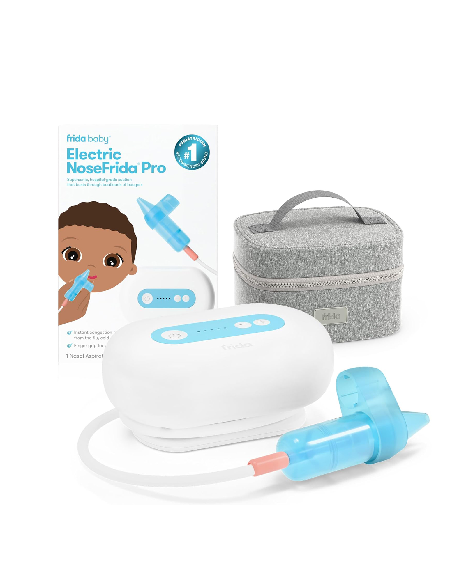 Frida Baby, Frida Baby Electric Nosefrida Pro Nasal Aspirator for Baby, Hospital Grade Suction, Nose Sucker for Baby &amp;amp; Toddler, Nasal Aspirator for Congestion Relief, 5 Suction Levels, 2 Tips, Cordless With Case