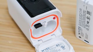 Wyze Battery Cam Pro sitting on desk