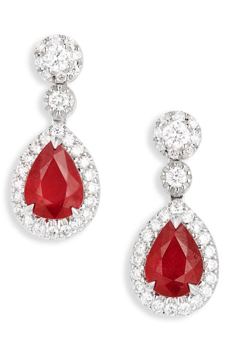 Ruby &amp;amp; Pav&amp;eacute; Diamond Drop Earrings