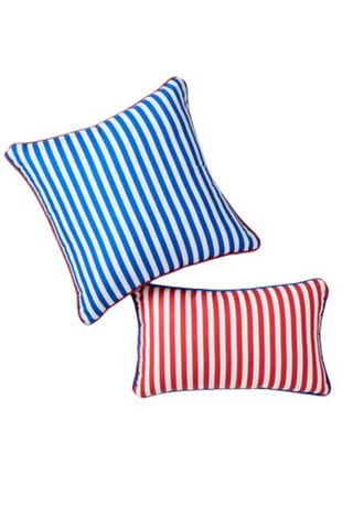 Kule Reversible Stripe Indoor/Outdoor Pillow, Poppy, 12"x21"