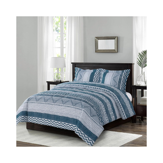 Blue bohemian striped bedding set