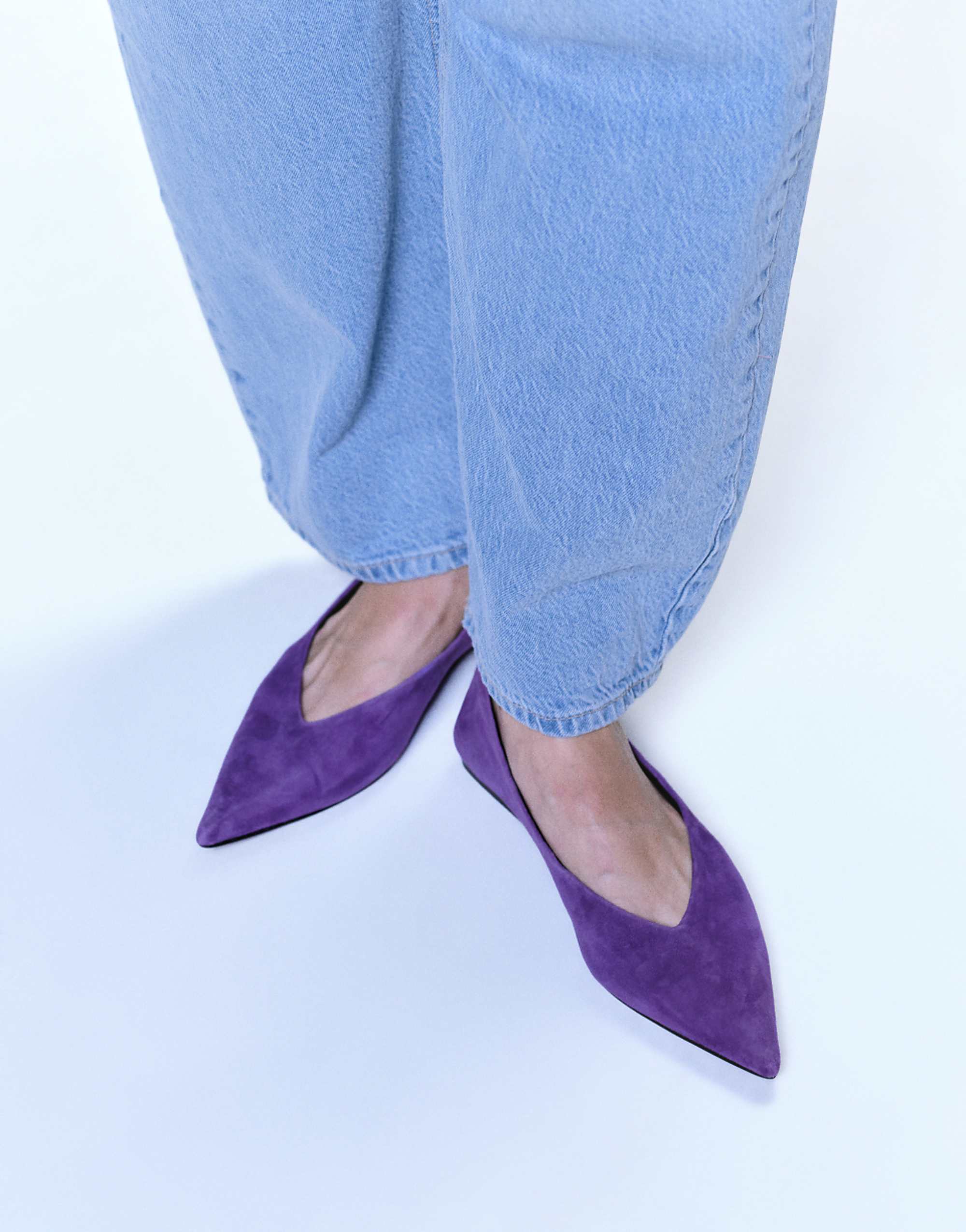 Asos Design Lari Premium Pointed Ballets in Purple Suede