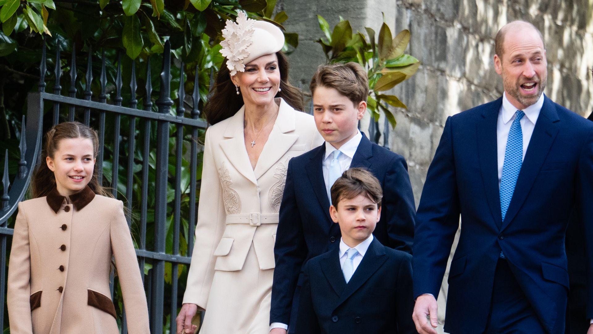 Princess Charlotte of Wales, Catherine, Princess of Wales, Prince George of Wales, Prince Louis of Wales, Prince William, Prince of Wales attend the 2026 Easter Matins Service at St George's Chapel 