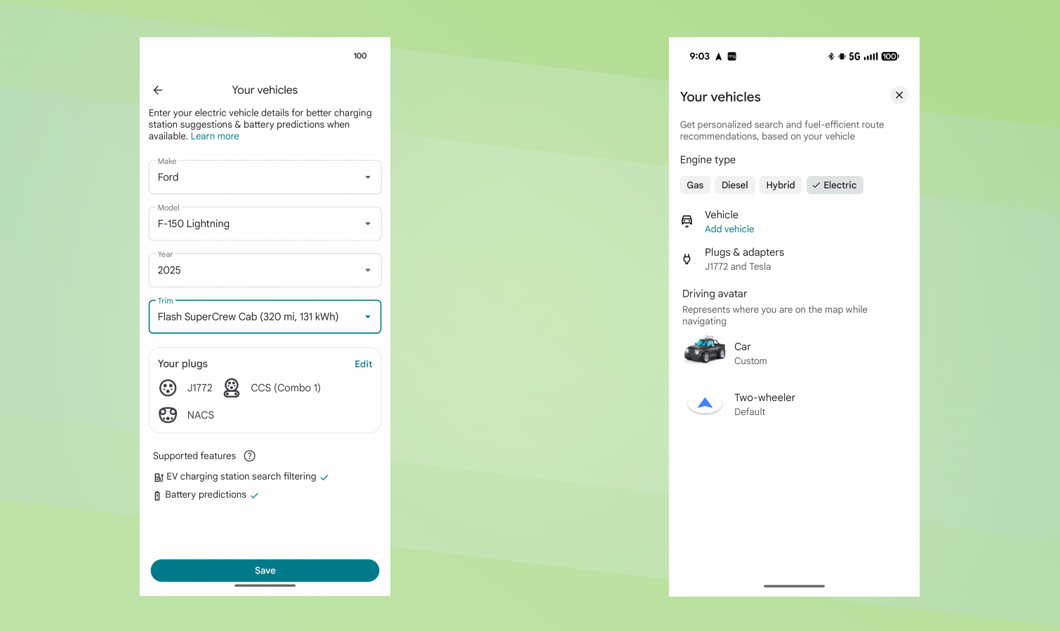 Google Maps accurate EV battery level how to screenshot.