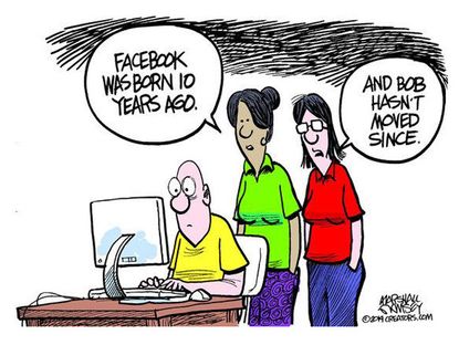 Editorial cartoon Facebook anniversary