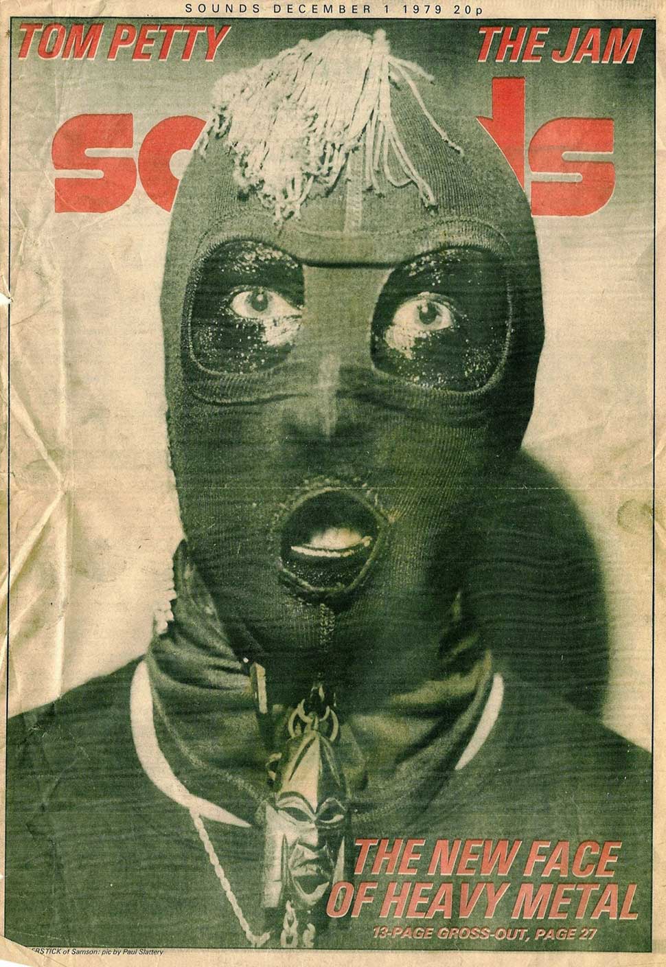 Samson drummer Thunderstick, pictured on the cover of Sounds