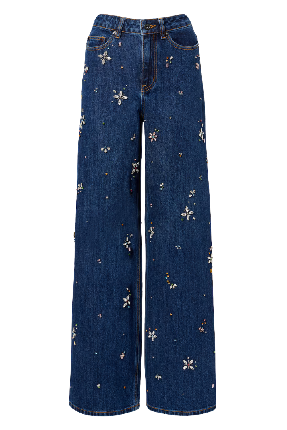 Embellished High-Rise Wide-Leg Jeans