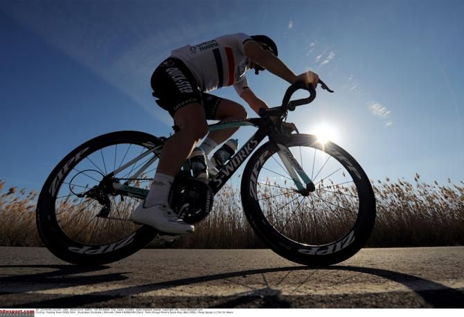 British champion Mark Cavendish in action at the Omega Pharma-QuickStep training camp