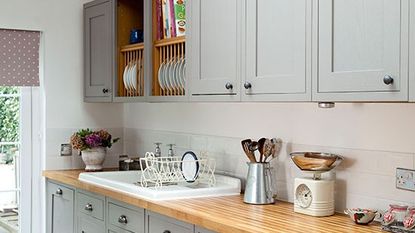 grey and oak wood worktop kitchen ideal home housetohome