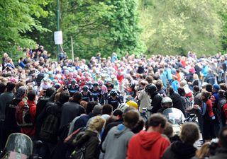 Fans on the roadside, Giro d'Italia 2010, stage 2