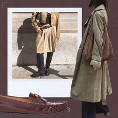 Collage of Women Wearing Fall Clothing and Maroon Loafers