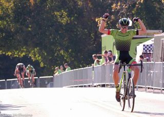 Curtis White (Cannondale) had time to celebrate his victory while his rivals had to sprint for second place