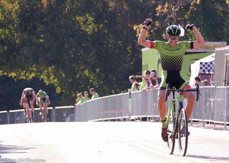 Curtis White (Cannondale) had time to celebrate his victory while his rivals had to sprint for second place