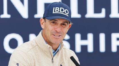 Billy Horschel talks to the media before the Alfred Dunhill Links Championship