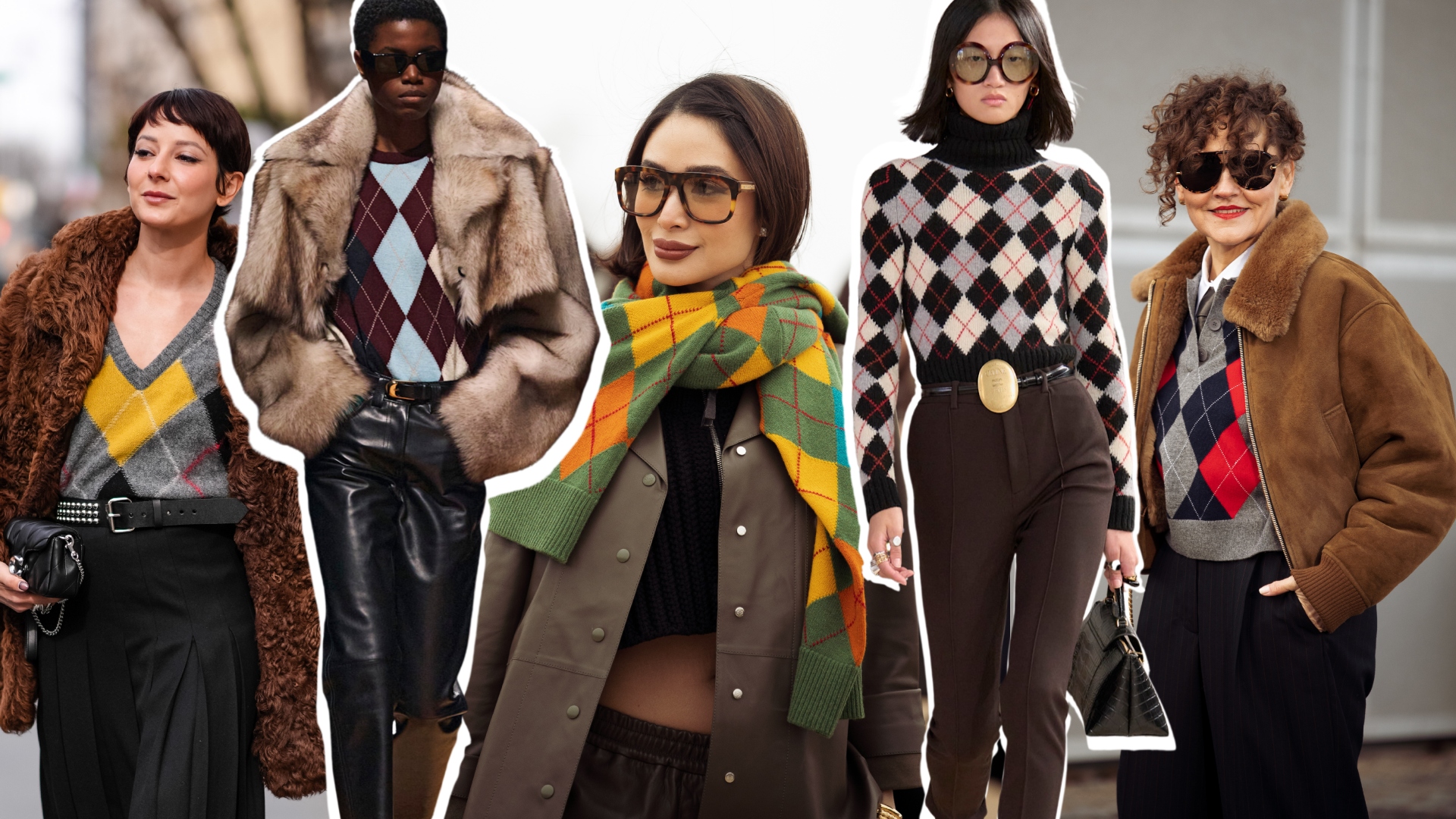 a collage of the best argyle sweaters for women in 2025 