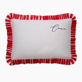 best personalised gifts embroidered pillowcase with red ruffle trim