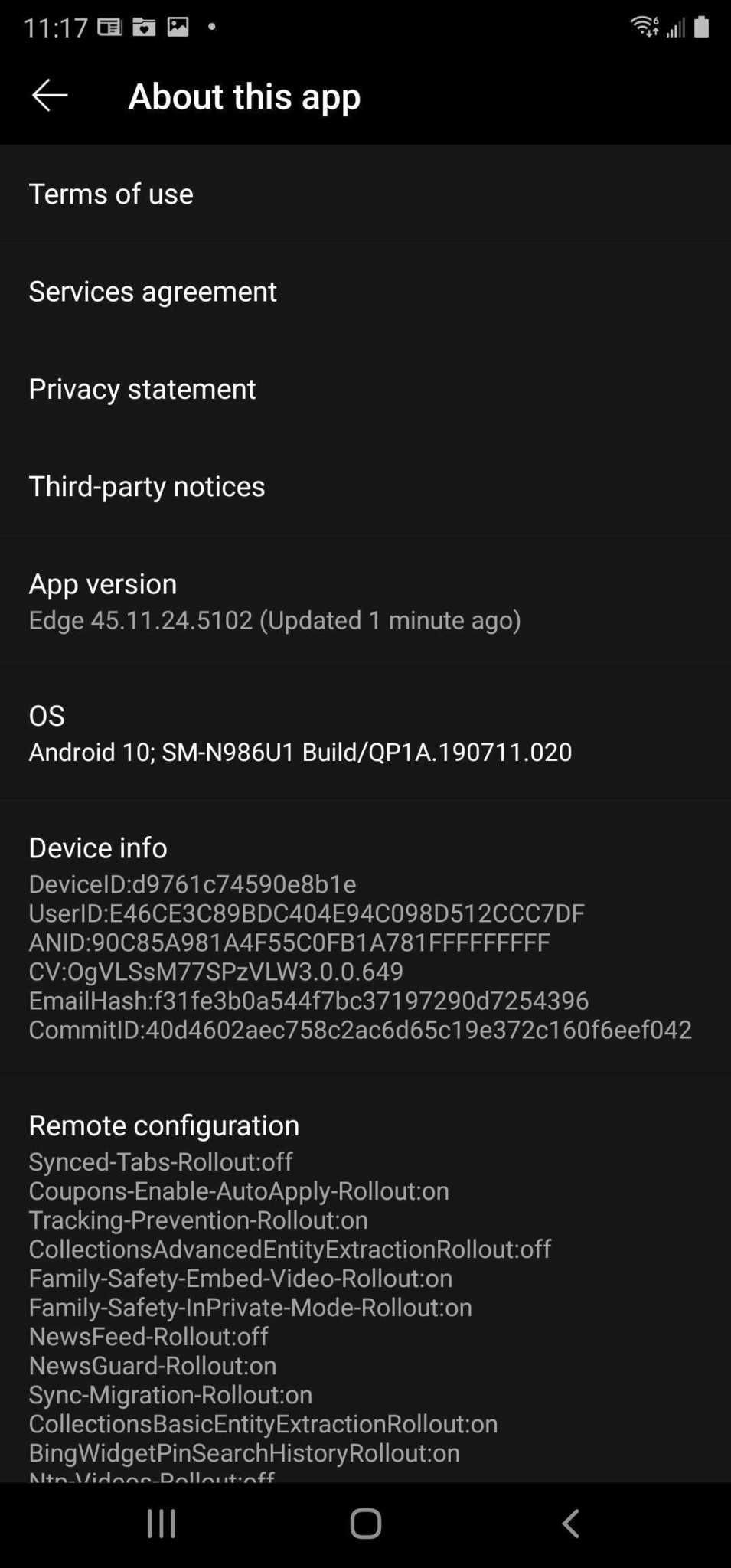 Edge Coupons Android Build Version