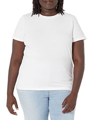 The Drop Women's Courtney Short Sleeve Tiny Crew Neck Jersey T-Shirt Shirt, -White, S