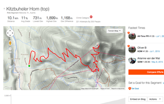 The segment screen on Strava