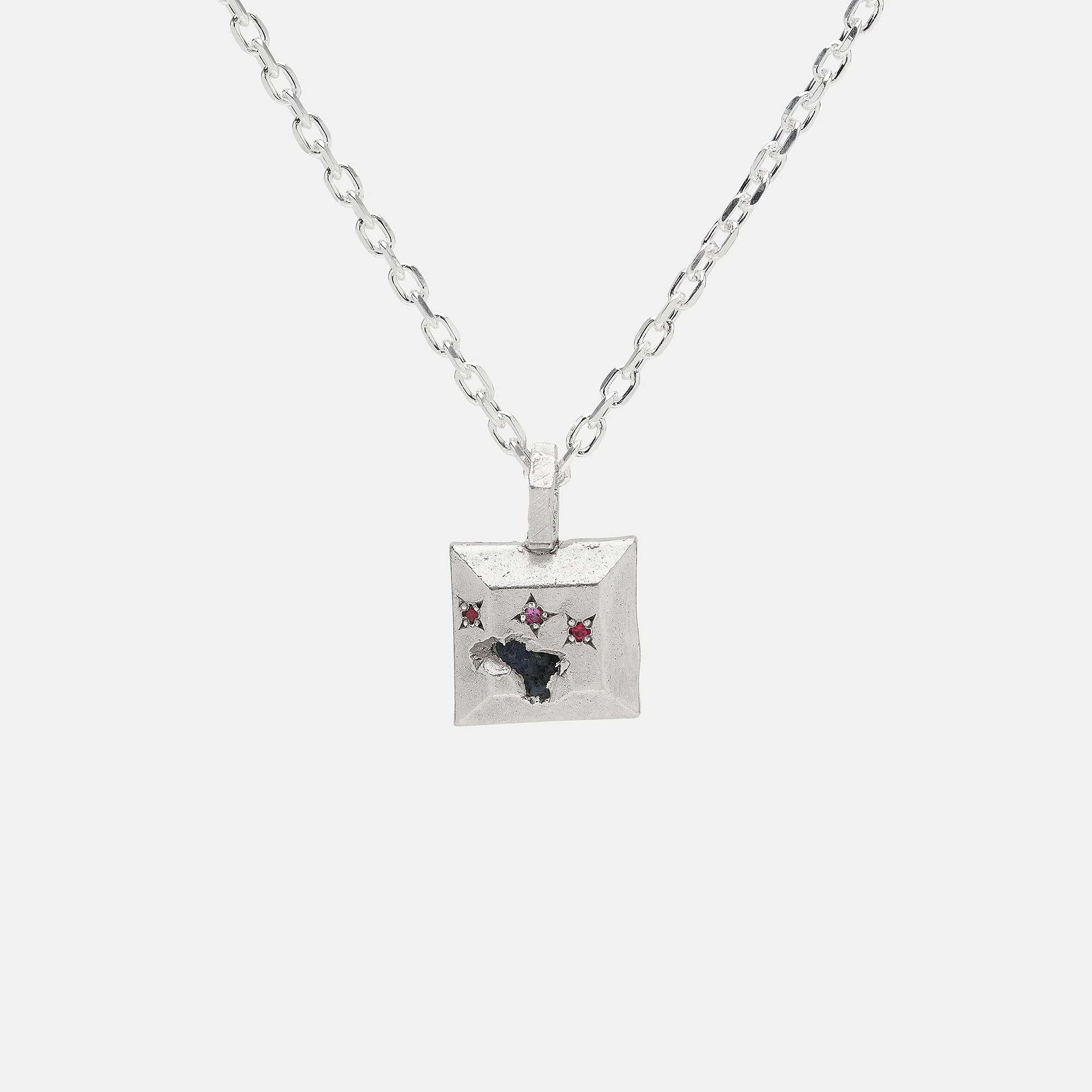 The Ouze, Ruby &amp;amp; Sapphire Square-Cut Cluster Pendant