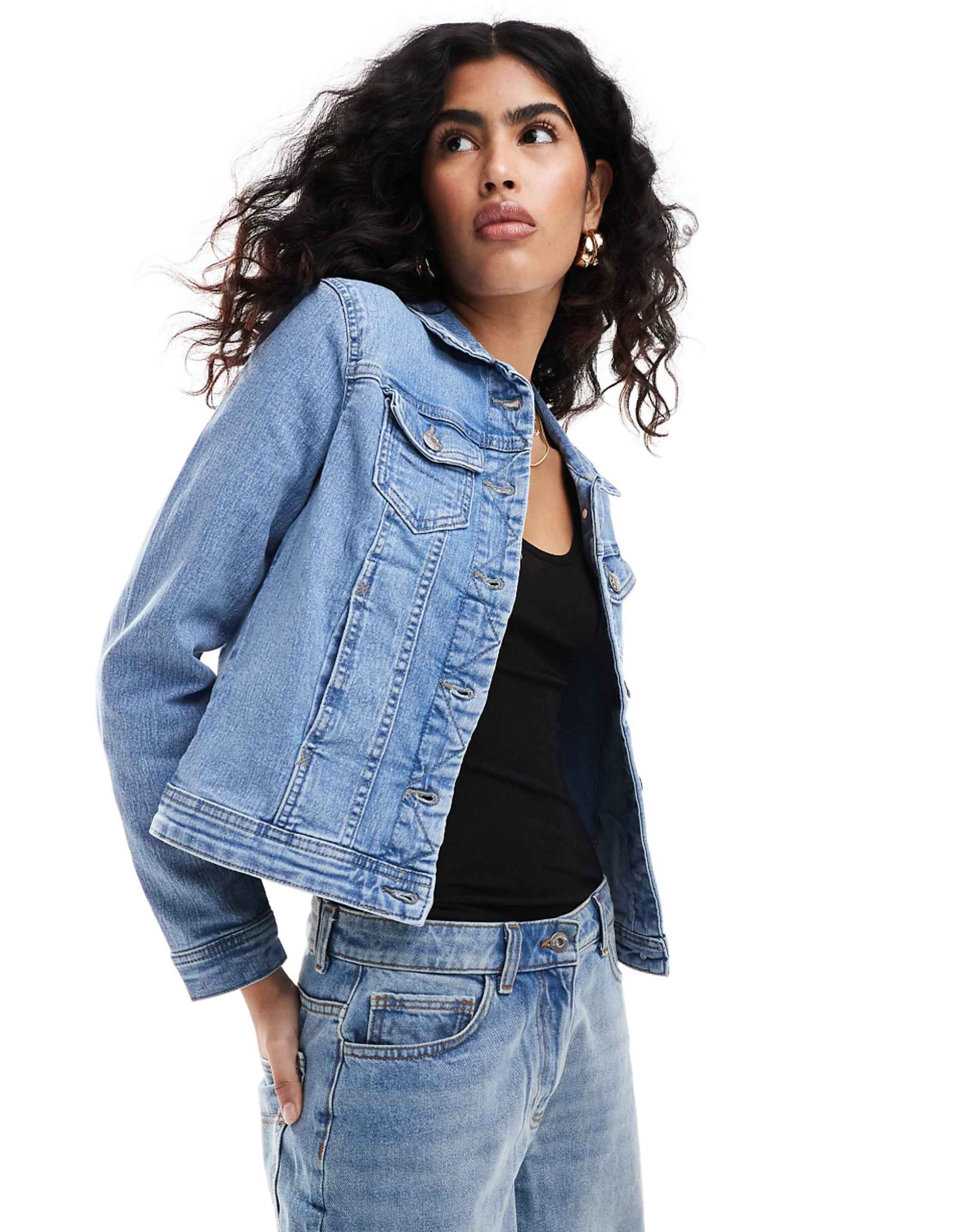 Only Denim Jacket in Light Blue Wash