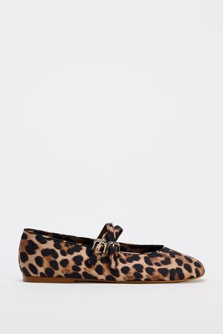 Animal Print Double Strap Ballerinas