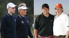 Jason Langer and father, Bernhard (left) plus Robert and Raymond Floyd (right)