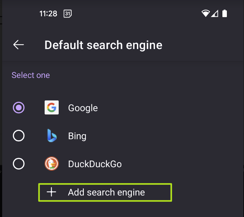 tap add search engine