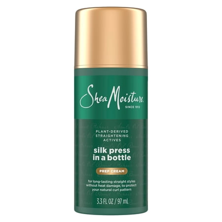 Sheamoisture Silk Press Prep Hair Cream With Plant-Derived Straightening Actives, Alma Oil &amp;amp; Hydroplex Technology Provides Heat Protection While Helping to Preserve Natural Curl Pattern, 3.3 Fl Oz