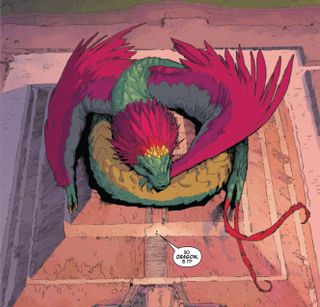 The team face a dragon in Uncanny X-Men #1.