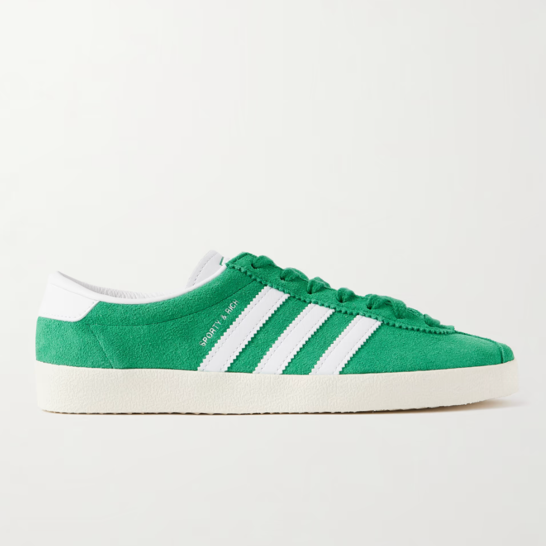 ADIDAS ORIGINALS, + Sporty & Rich Blanc Leather-Trimmed Embellished Suede Sneakers