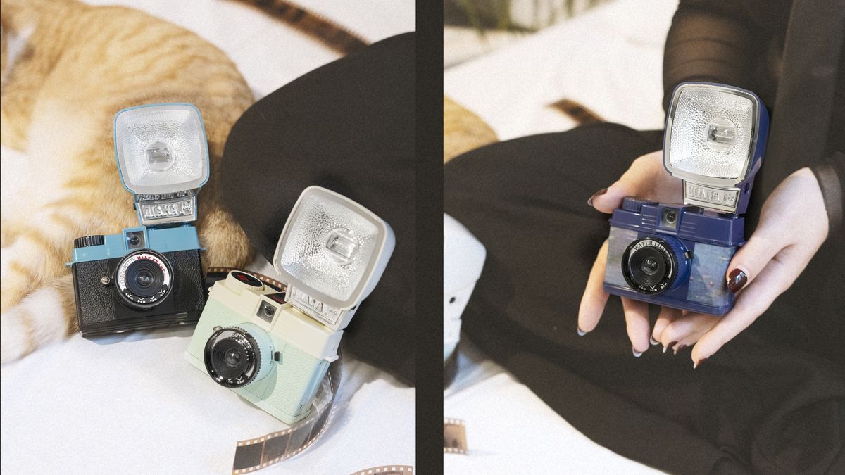 The Lomography Half-Frame Lomourette displayed in two half-frame images