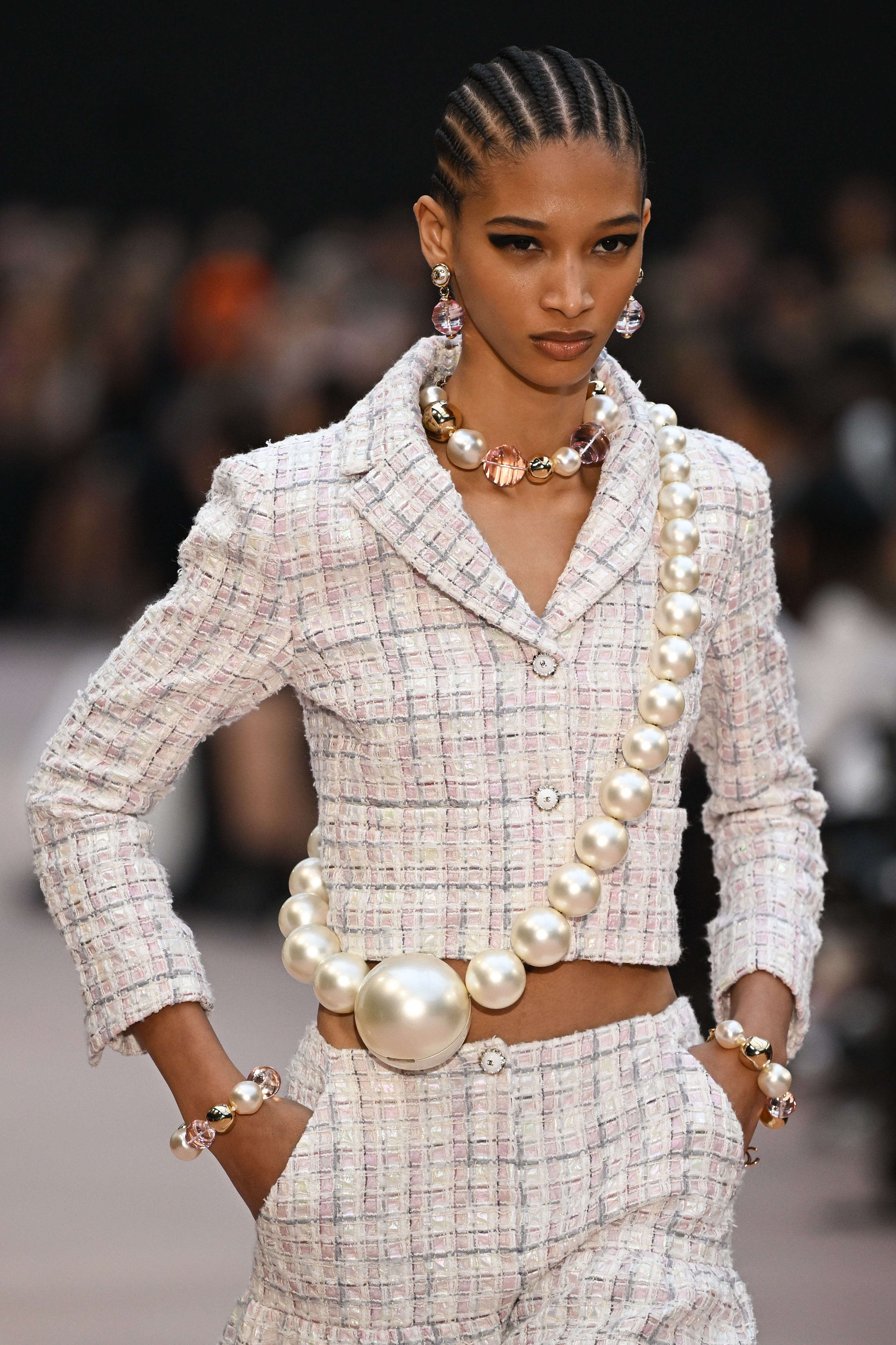 A model walks the runway during the Chanel Womenswear Fall/Winter 2025-2026 show as part of Paris Fashion Week at Grand Palais on March 11, 2025 in Paris, France