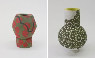 Two ceramics featuring Rachel Comey's designs